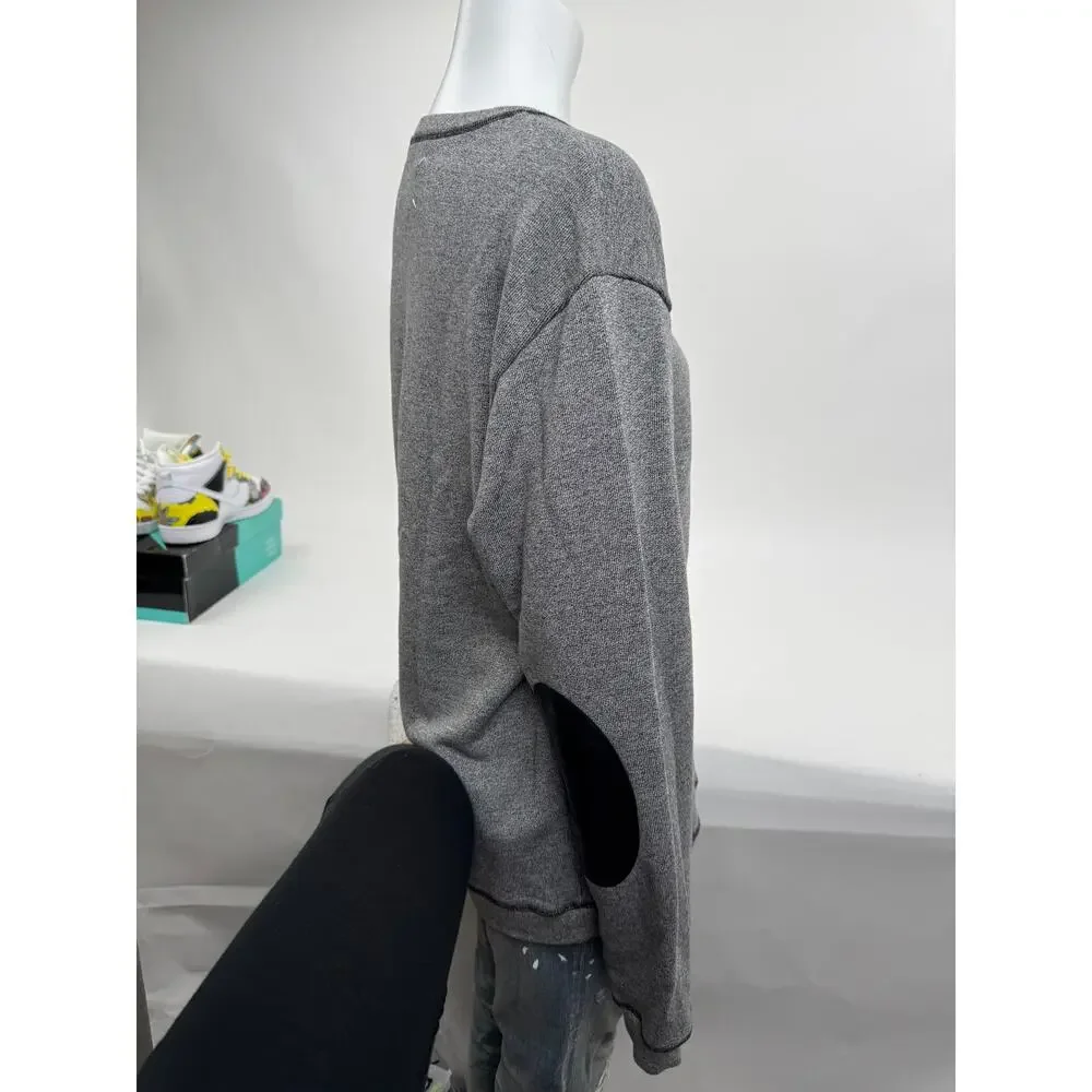Mens Maison Margiela Wool Blend Leather Elbow Patch Crew Neck Sweatshirt Size 50